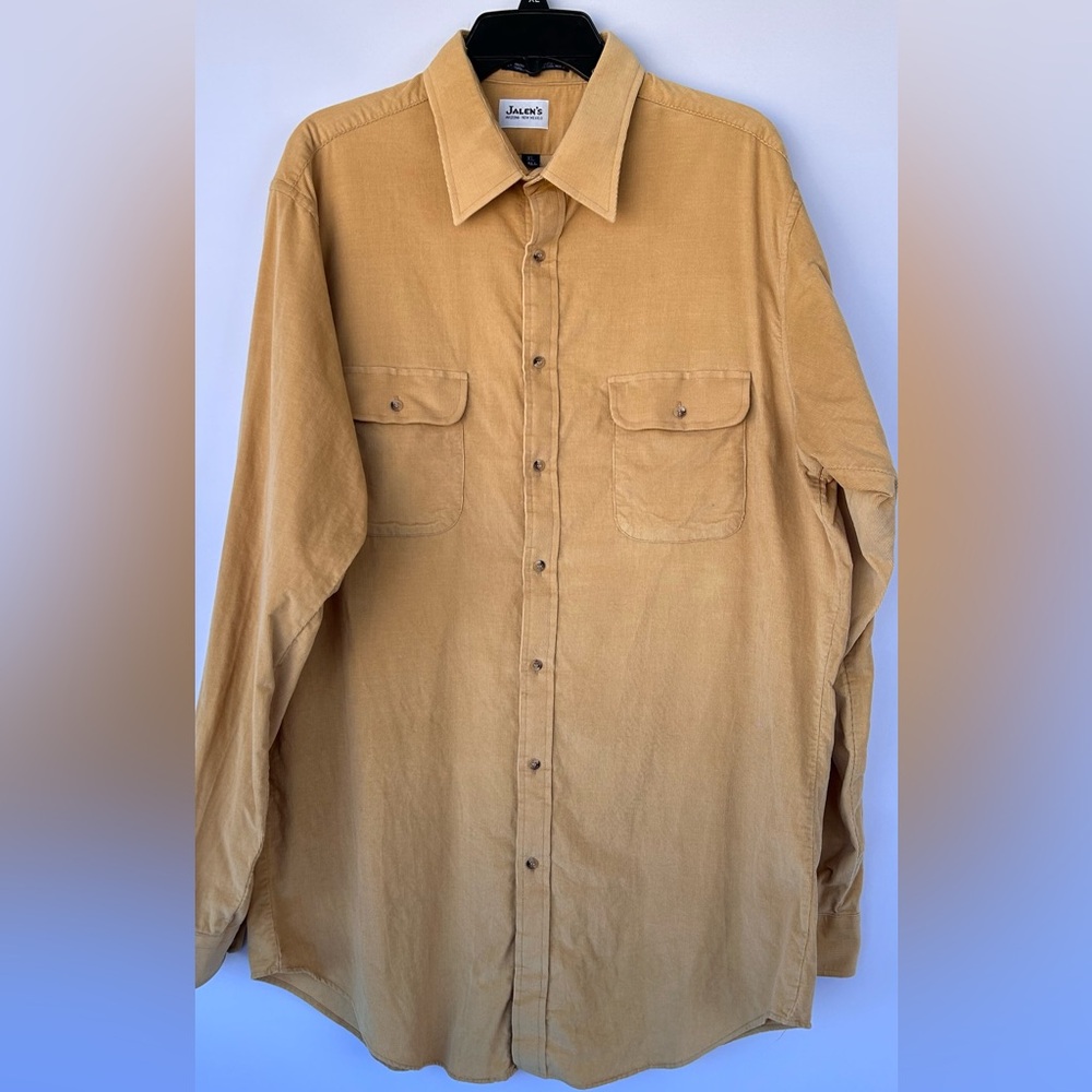 Jalen’s Men’s Corduroy Button Up Shirt Long‎ Sleeved Chamois Color Size XL Tall